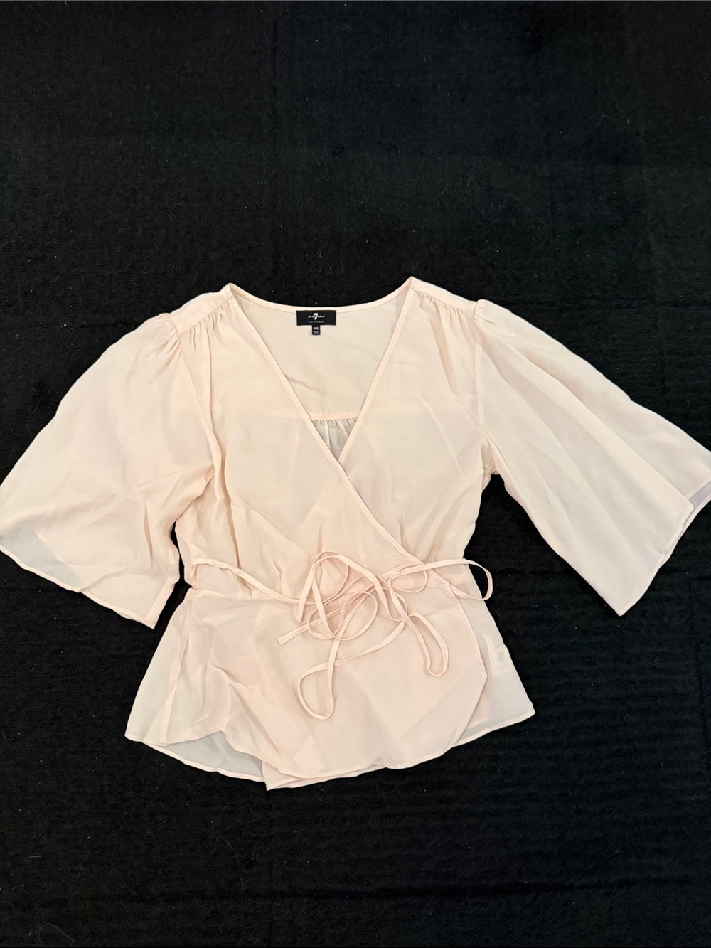7 For all mankind Light Blush Wrap Tie Peplum Top
